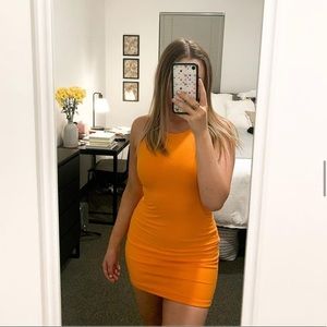 Tiger Mist Bright Orange Body Con Dress